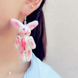Bloody Hurt Bear Rabbit Doll Earrings Harajuku Grunge Party