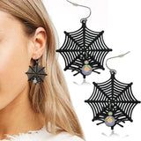 Cobweb Pendant Earrings Halloween Jewelry Goth Punk Ear Studs