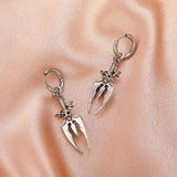Gothic Skull Dagger Earrings Silver Halloween Jewelry
