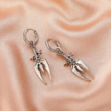 Gothic Skull Dagger Earrings Silver Halloween Jewelry