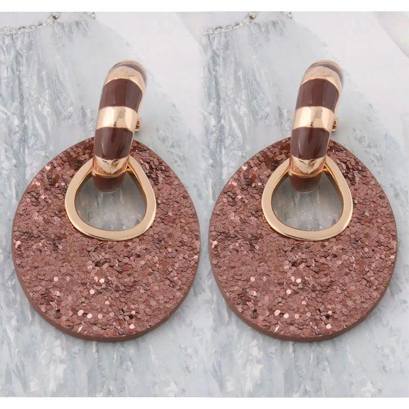 Big Earring jewelry Printed rings for women Leather orecchini