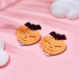 Acrylic Halloween Heart Pumpkin Bat Drop Earrings Festivals