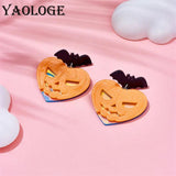 Acrylic Halloween Heart Pumpkin Bat Drop Earrings Festivals