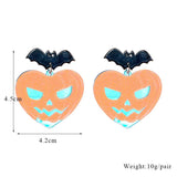 Acrylic Halloween Heart Pumpkin Bat Drop Earrings Festivals