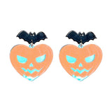 Acrylic Halloween Heart Pumpkin Bat Drop Earrings Festivals