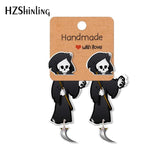 Halloween Grim Reaper Acrylic Clip Stud Earrings