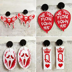 Halloween Cards Moth Skull Earrings Acrylic Red Balloon George IT Spooky Season