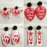 Halloween Cards Moth Skull Earrings Acrylic Red Balloon George IT Spooky Season