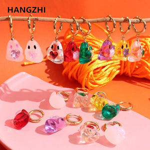 Halloween Elf Ghost Resin Drop Earrings Heart Pendant Jewelry