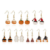 Halloween Witch Charm Earring Pumpkin Drop Hook Haunted House