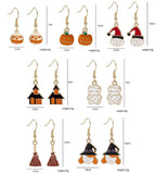 Halloween Witch Charm Earring Pumpkin Drop Hook Haunted House