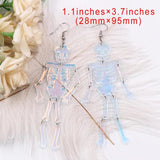 Skeleton Iridescent Halloween Acrylic Earrings Stainless Steel Jewelry
