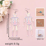 Skeleton Iridescent Halloween Acrylic Earrings Stainless Steel Jewelry