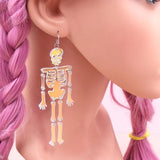 Skeleton Iridescent Halloween Acrylic Earrings Stainless Steel Jewelry
