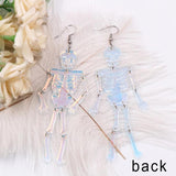 Skeleton Iridescent Halloween Acrylic Earrings Stainless Steel Jewelry