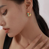 French Romantic Enamel Hoop Earrings Halloween Party Accessory