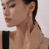 French Romantic Enamel Hoop Earrings Halloween Party Accessory