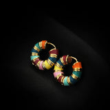 French Romantic Enamel Hoop Earrings Halloween Party Accessory