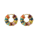 French Romantic Enamel Hoop Earrings Halloween Party Accessory