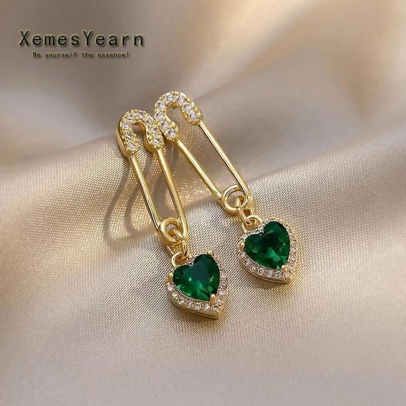 Green Heart-Shaped Earrings for Woman - Halloween Party Accessories