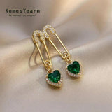 Green Heart-Shaped Earrings for Woman - Halloween Party Accessories