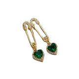 Green Heart-Shaped Earrings for Woman - Halloween Party Accessories