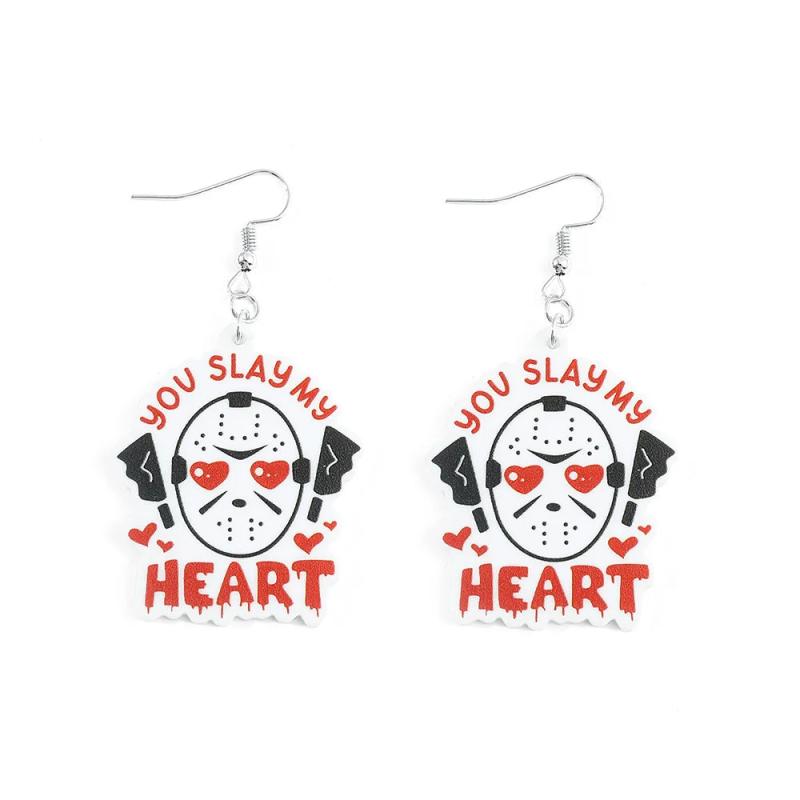 Epoxy Hoop Earrings Halloween Scream Horror Movie Acrylic Charm Earring