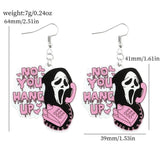 Epoxy Hoop Earrings Halloween Scream Horror Movie Acrylic Charm Earring