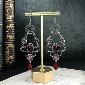 Goth Snakes Earrings Wicca Dangle Crystal Punk Halloween Accessory