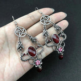 Goth Snakes Earrings Wicca Dangle Crystal Punk Halloween Accessory