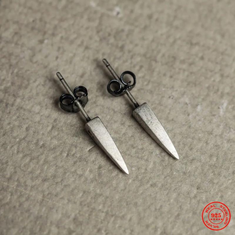925 Silver Retro Dagger Stud Earring Street Punk Style Ear Pin