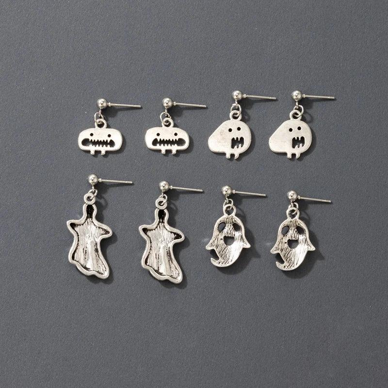 Halloween Ghost Pumpkin Earring Set Gothic Funny Bat Skull Party Jewelry