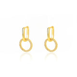 Zircon Circle Drop Earrings Stainless Steel Round Pendant Earring