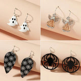 Exaggeration Spider Skull Drop Earrings Funny Hhost Bat Halloween Gift