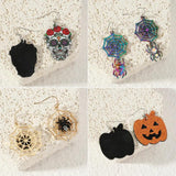 Exaggeration Spider Skull Drop Earrings Funny Hhost Bat Halloween Gift