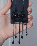 Gothic Fish Scale Dangle Earrings Moon Tassel Vintage Jewelry