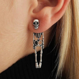 Skull Skeleton Ear Studs, Removable Ghost Bride And Bride Earrings