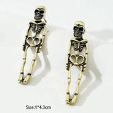 Skull Skeleton Ear Studs, Removable Ghost Bride And Bride Earrings