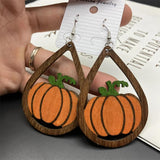 Halloween Cat Drop Earring Wood Charm Hook Piercing Women Jewelry