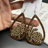 Halloween Cat Drop Earring Wood Charm Hook Piercing Women Jewelry