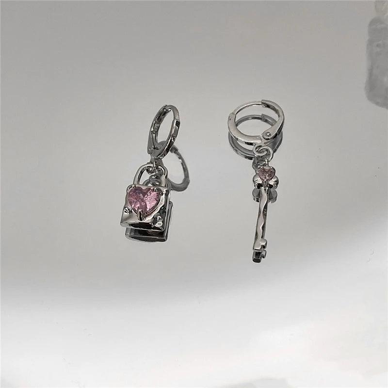 Vintage Goth Heart Drop Earrings Grunge Punk Y2k Fairy Jewelry