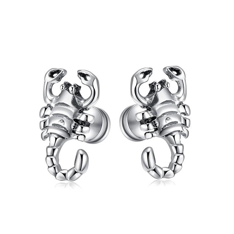 Halloween Punk Scorpion Men Stud Earrings Stainless Steel