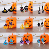 Halloween Pumpkin Witch Hat Dangle Earrings