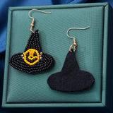 Halloween Pumpkin Witch Hat Dangle Earrings