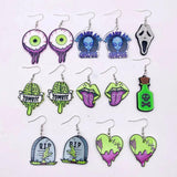 Halloween Acrylic Earrings Creative Eye Beads Skull bloody Clown Dangle Earrings