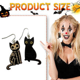 Skeleton Cat Wood Earrings Halloween Accessories