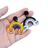 Halloween Jewelry Glitter Skull Pumpkin Dangle Earrings Fun Party Gift