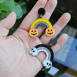 Halloween Jewelry Glitter Skull Pumpkin Dangle Earrings Fun Party Gift