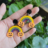 Halloween Jewelry Glitter Skull Pumpkin Dangle Earrings Fun Party Gift