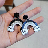 Halloween Jewelry Glitter Skull Pumpkin Dangle Earrings Fun Party Gift